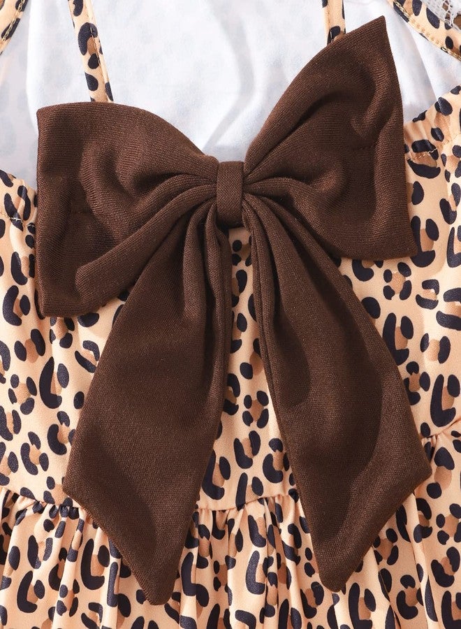 NUBEEHOHO Baby Girls Leopard Print Summer Dress Casual Bowknot Vacation Sundress Toddler Sleeveless Holiday Dress 1-7T(1308-2T) - Image 5