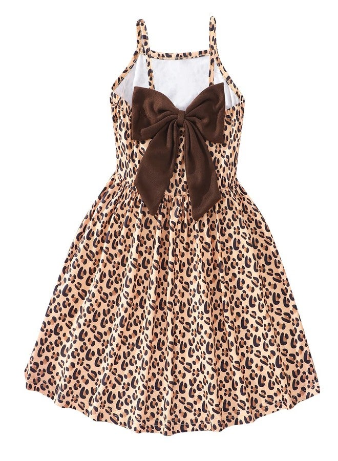 NUBEEHOHO Baby Girls Leopard Print Summer Dress Casual Bowknot Vacation Sundress Toddler Sleeveless Holiday Dress 1-7T(1308-2T) - Image 1