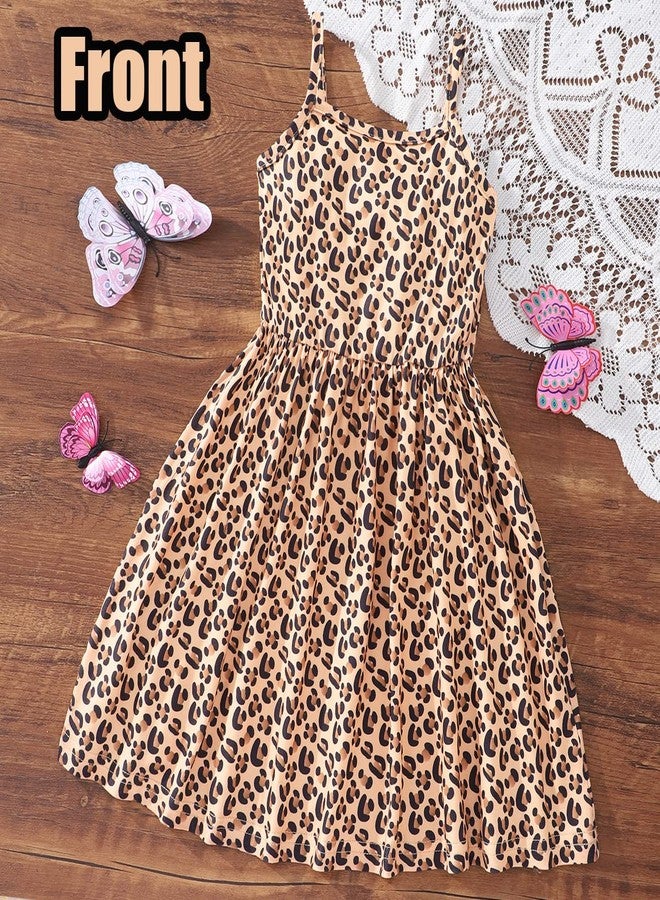 NUBEEHOHO Baby Girls Leopard Print Summer Dress Casual Bowknot Vacation Sundress Toddler Sleeveless Holiday Dress 1-7T(1308-2T) - Image 3