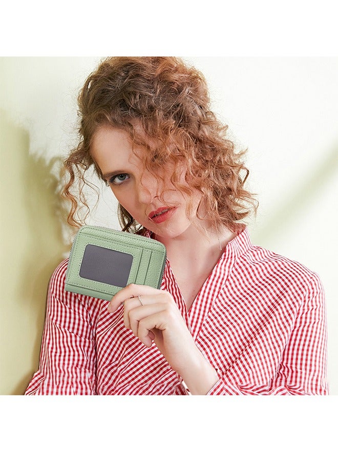 سينديفن حامل بطاقات منظم للنساء مصنوع من الجلد الأصلي، مقاوم لتقنية تحديد الهوية بموجات الراديو (RFID)، ومحفظة جواز سفر، وحافظة بطاقات عمل، وتصميم آمن متعدد الجيوب - Image 2