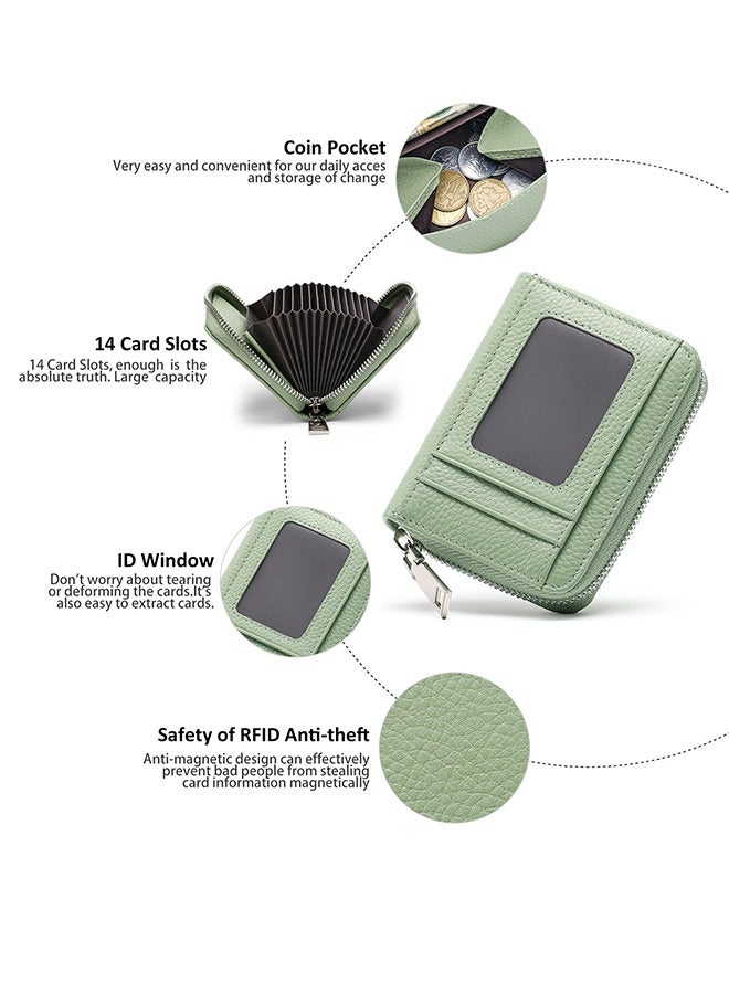 سينديفن حامل بطاقات منظم للنساء مصنوع من الجلد الأصلي، مقاوم لتقنية تحديد الهوية بموجات الراديو (RFID)، ومحفظة جواز سفر، وحافظة بطاقات عمل، وتصميم آمن متعدد الجيوب - Image 5