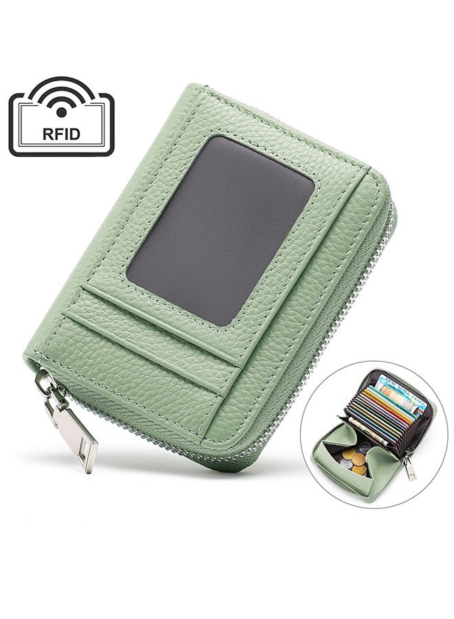 سينديفن حامل بطاقات منظم للنساء مصنوع من الجلد الأصلي، مقاوم لتقنية تحديد الهوية بموجات الراديو (RFID)، ومحفظة جواز سفر، وحافظة بطاقات عمل، وتصميم آمن متعدد الجيوب - Image 3
