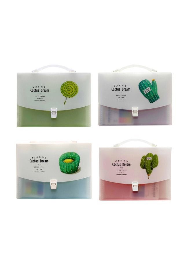 XIANGYU - 4pcs Portable File Folders Document Holder A4 File Organizer 12 Pockets-Handle - Image 1