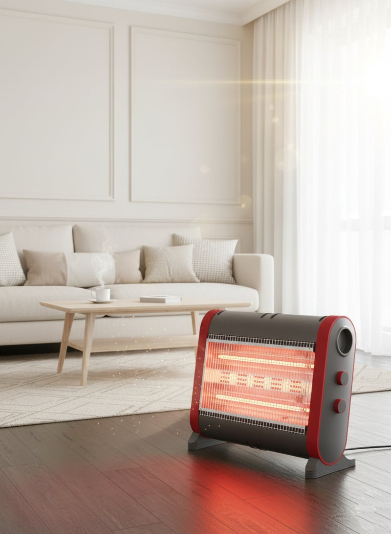 Home Master Home Electric Heater 800–1600W – Model HM-2666 – Elegant High-Power Design for Fast and Efficient Winter Heating – Equipped with 3 Heating Tubes for Balanced Heat Distribution and a Durable Body - Image 2