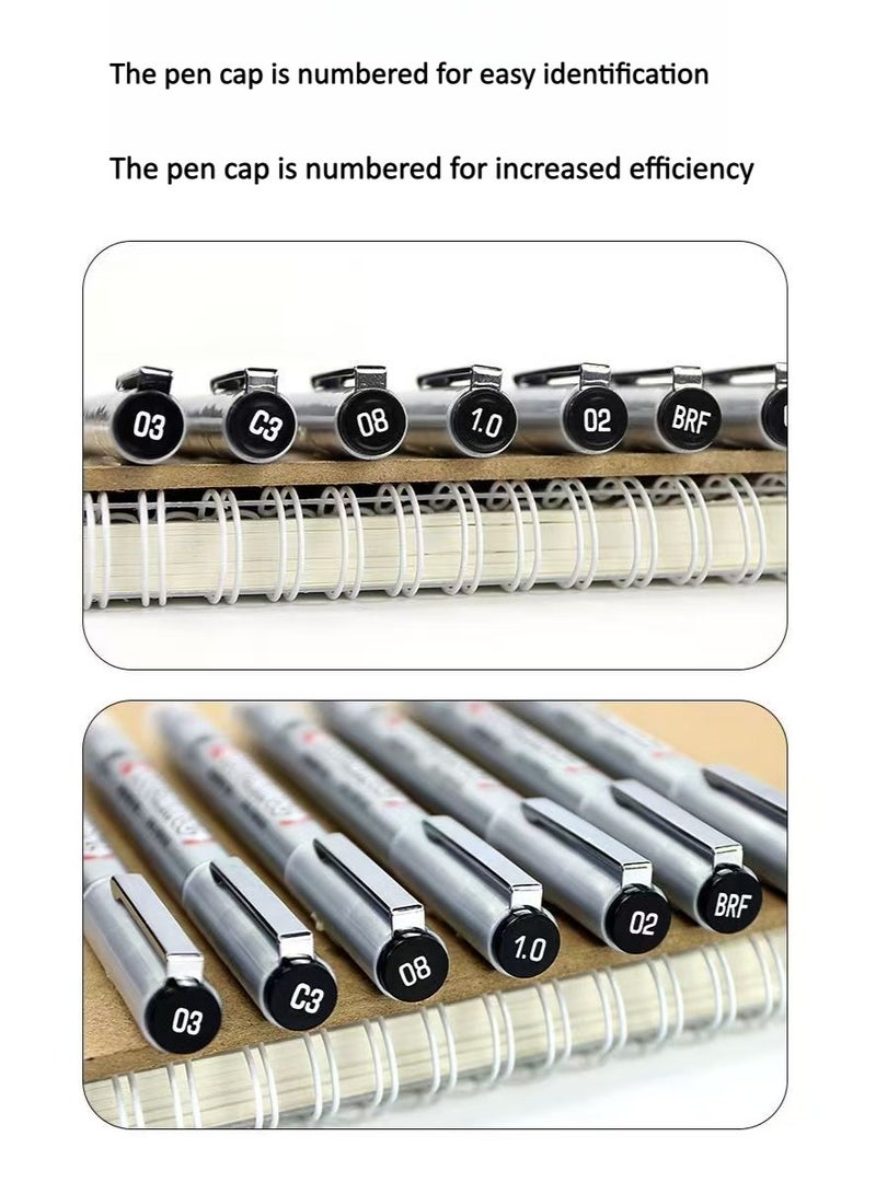 Leto D-Type Black Double-Headed 12-Piece Set of Small Curve, Fold, Dot, and Dashed Line Drawing Brushes - Image 4