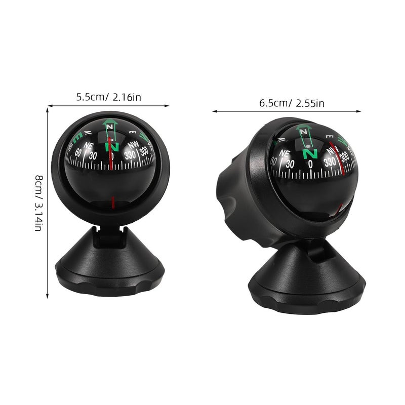 Universal Car Compass Ball With Dash Mount For Vehicle Navigation High Precision Travel Compass Suitable For Trucks Camping And Outdoor Use Black - Image 3