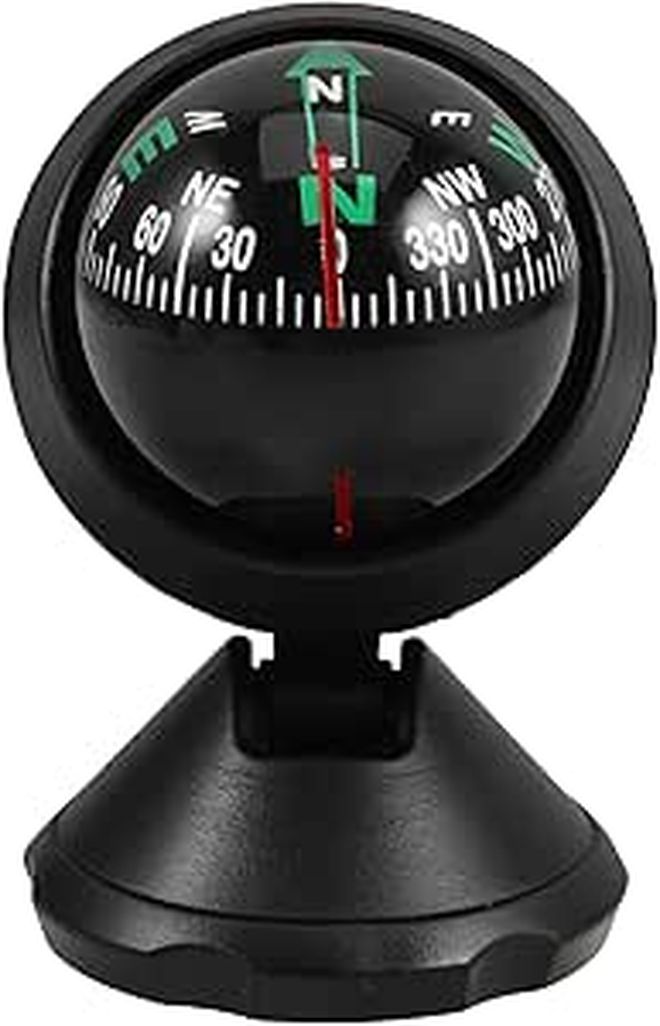 Universal Car Compass Ball With Dash Mount For Vehicle Navigation High Precision Travel Compass Suitable For Trucks Camping And Outdoor Use Black - Image 1