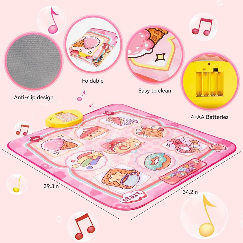 Dance Mat Toys, Electronic Dance Pad for Kids, Toddlers Dancing Game Pad with Adjustable Volume, Built-in Music, Different Game Modes, Musical Mat First Birthday Gifts for Girls - Image 2