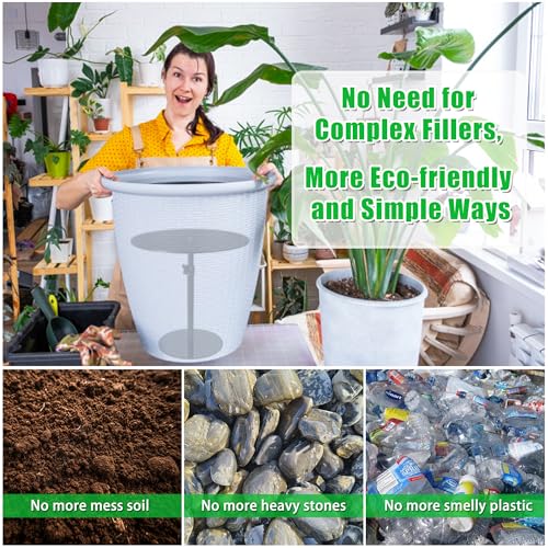 UYEDUJZ Adjustable Plant Risers for Inside Pots, 11-20" Rise Planter Insert Filler for Large Pots, Plant Lift Inserts Pot Risers for Indoor Outdoor Tall Taper Planter Container (6" 8" 10" Base Top, Set of 2) - Image 4