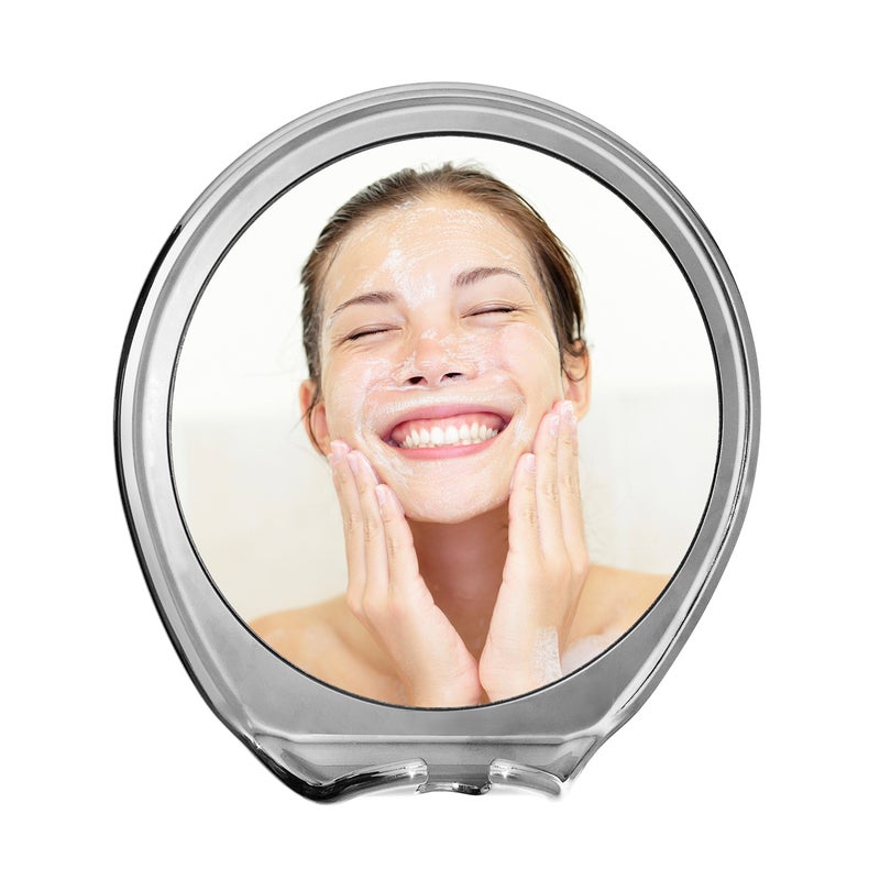 JiBen Fogless Shower Mirror with Power Locking Suction Cup, Built-in Razor Hook and 360 Degree Rotating Adjustable Arm, Personal Fog Free Bathroom Shaving Mirror (Chrome) - Image 3