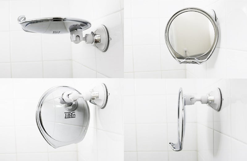 JiBen Fogless Shower Mirror with Power Locking Suction Cup, Built-in Razor Hook and 360 Degree Rotating Adjustable Arm, Personal Fog Free Bathroom Shaving Mirror (Chrome) - Image 4