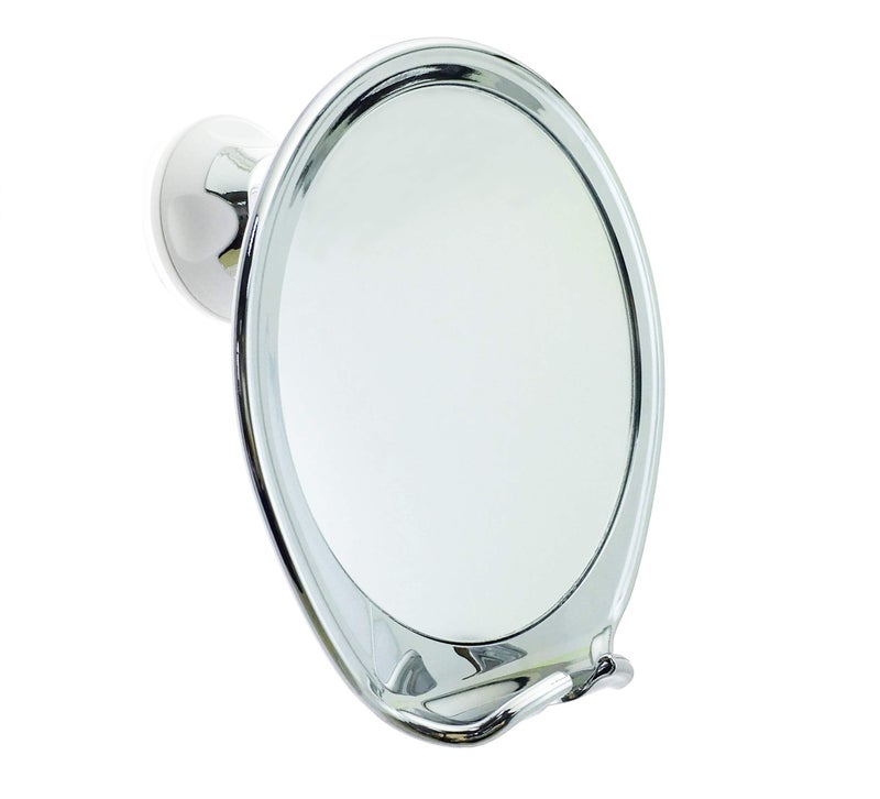 JiBen Fogless Shower Mirror with Power Locking Suction Cup, Built-in Razor Hook and 360 Degree Rotating Adjustable Arm, Personal Fog Free Bathroom Shaving Mirror (Chrome) - Image 1