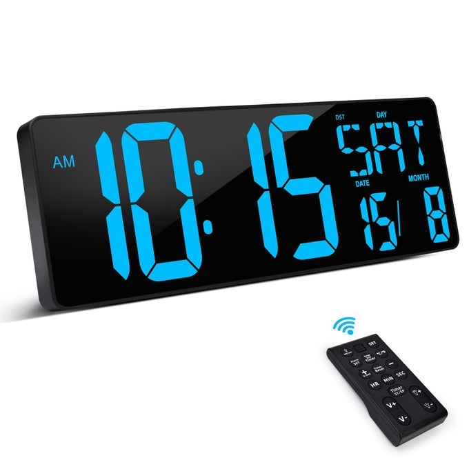 LARGE DIGITAL WALL CLOCK WITH REMOTE CONTROL 165 INCH LED LARGE DISPLAY COUNT UP DOWN TIMER ADJUSTABLE BRIGHTNESS ALARM CLOCK WITH DAYDATETEMPERATURE FOR HOME GYM OFFICE AND CLASSROOM