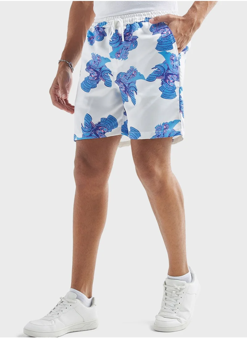 فاف Graphic Drawstring Shorts