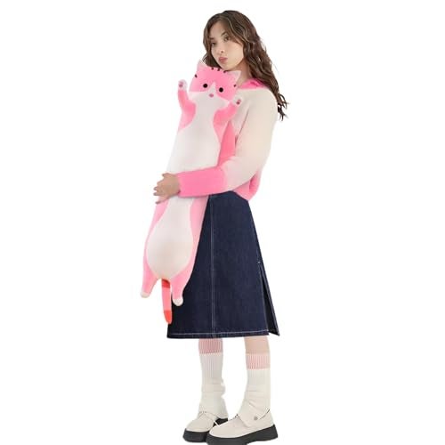 shangman Lovely Plush Cat Doll Cute Cartoon Soft Stuffed Kitten Long Throw Sleeping Pillow Toy Gift for Kids Girlfriend Multiple Size Pink90cm354in - Image 1