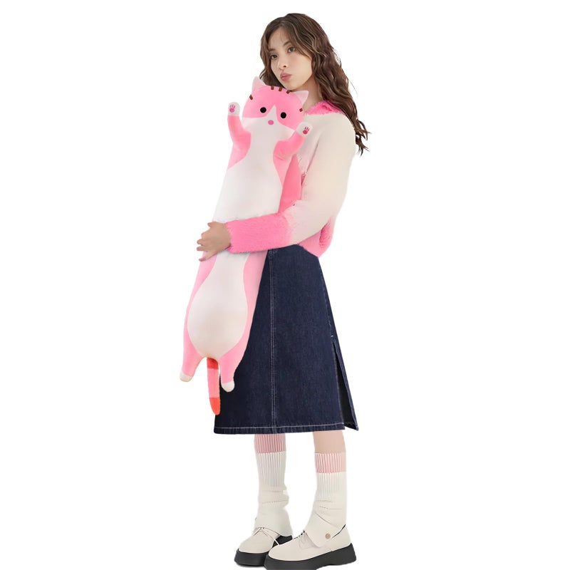 shangman Lovely Plush Cat Doll Cute Cartoon Soft Stuffed Kitten Long Throw Sleeping Pillow Toy Gift for Kids Girlfriend Multiple Size Pink90cm354in - Image 2