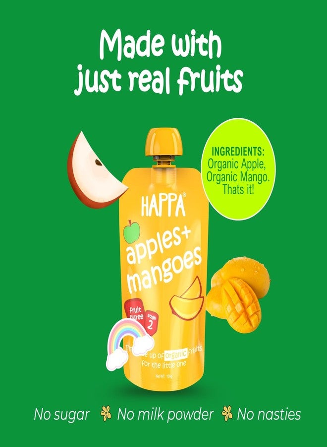 Happa Healthy Baby Food Puree Travel Combo | 100% Fruits and Vegetables | No Added Sugar, No Milk Powder, No Preservatives | Stage 2 (6 Months+) | Ready to Eat | Free from Common Allergens | Pack of 4 (100g Each) - Image 2