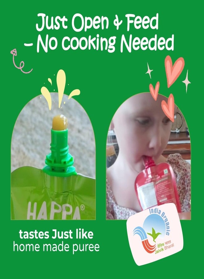 Happa Healthy Baby Food Puree Travel Combo | 100% Fruits and Vegetables | No Added Sugar, No Milk Powder, No Preservatives | Stage 2 (6 Months+) | Ready to Eat | Free from Common Allergens | Pack of 4 (100g Each) - Image 5