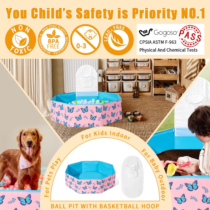 Gogoso Foldable Ball Pit for Kids, Big White Ballpits for Toddlers Blow up Indoor and Outdoor Playtent for Dogs Cats, Easy to Assemble and Store (Balls Not Included) - Image 4