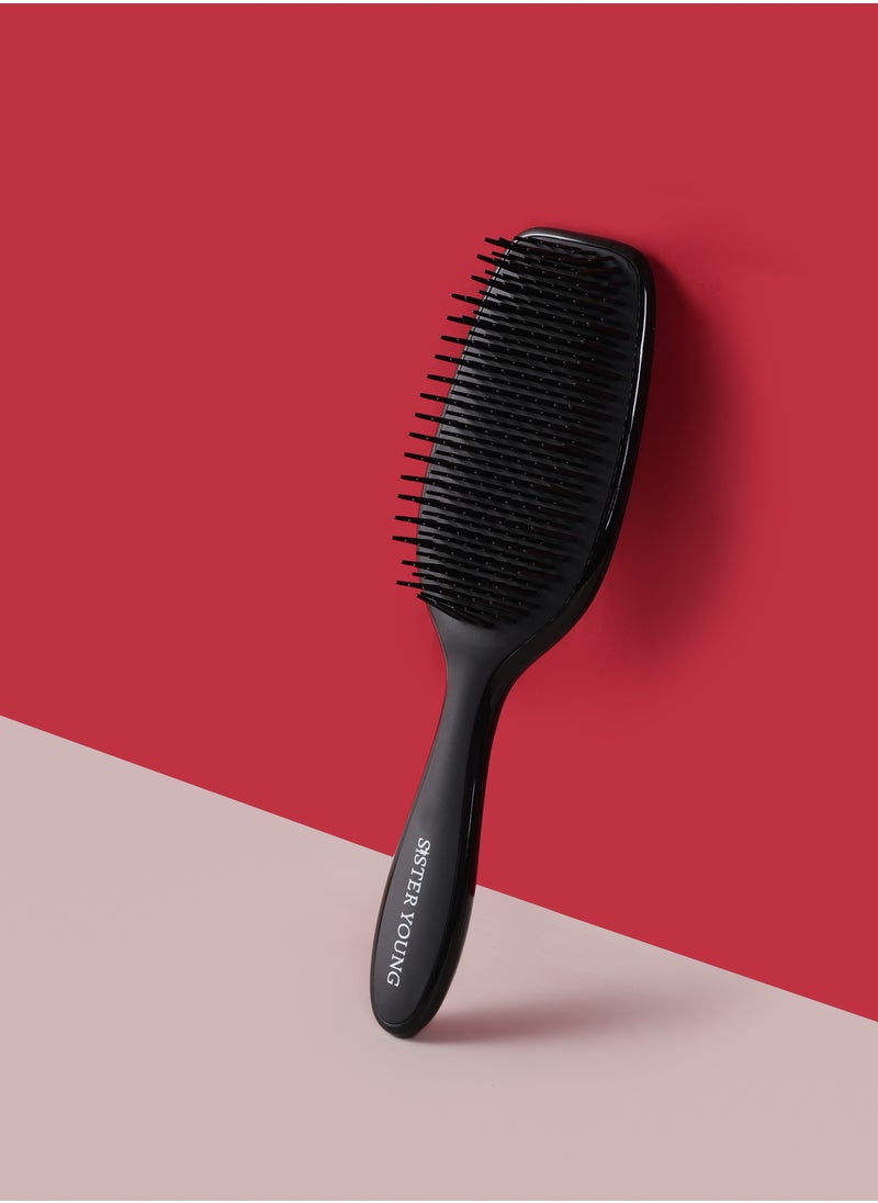 Sister Young AYLA Soft Flexible Bristles Detangler Hair Brush (Black)