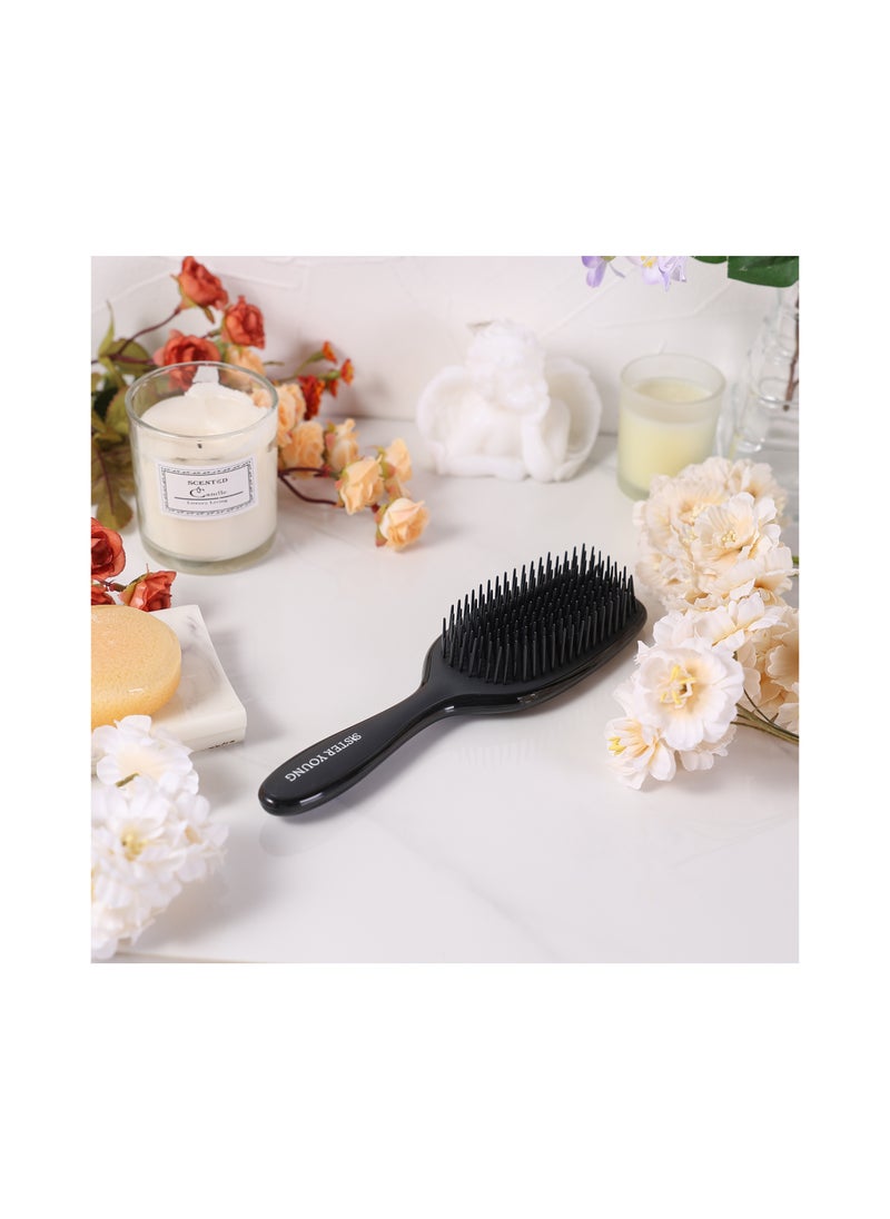 Sister Young AYLA Soft Flexible Bristles Detangler Hair Brush (Black)