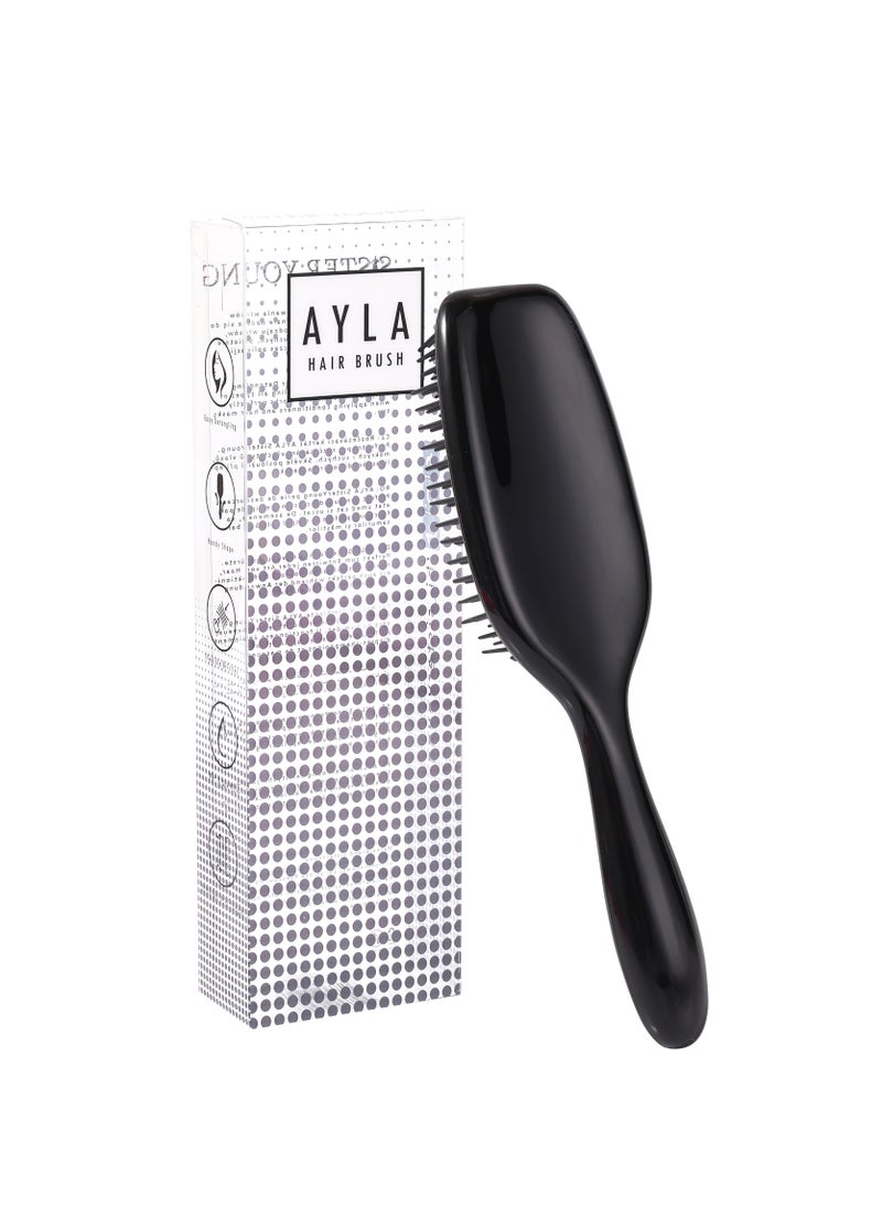 Sister Young AYLA Soft Flexible Bristles Detangler Hair Brush (Black)