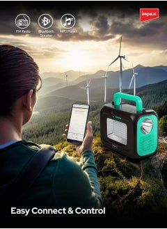 Impex Multifunctional Portable Power Station With 12000mAh Li-Iron Battery, 6V 8W Solar Panel, 5W High-Power Torch, FM Radio, MP3, Bluetooth Speaker, 3*2W DC LED Bulbs, Adapter (IP 12001)  - Image 3