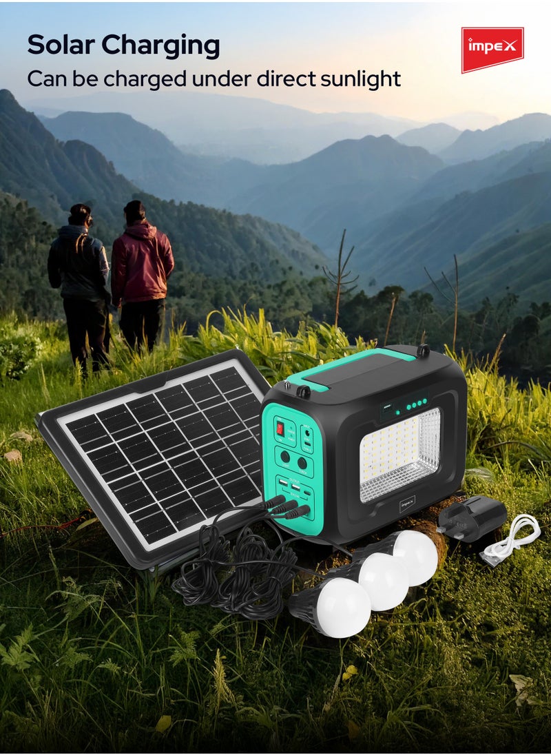 Impex Multifunctional Portable Power Station With 12000mAh Li-Iron Battery, 6V 8W Solar Panel, 5W High-Power Torch, FM Radio, MP3, Bluetooth Speaker, 3*2W DC LED Bulbs, Adapter (IP 12001)  - Image 5