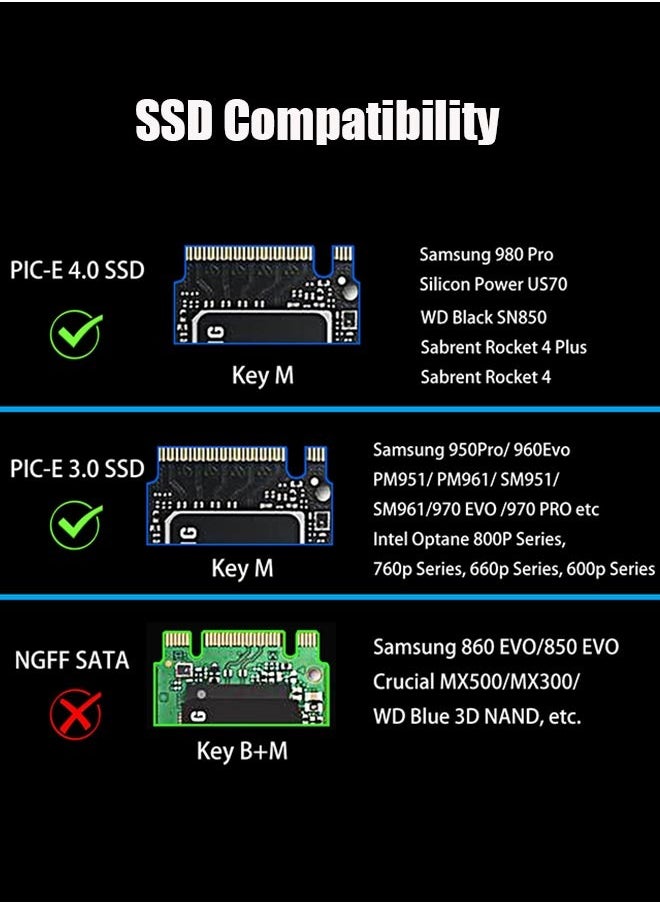 GLOTRENDS - M.2 NVMe to PCIe 4.0 X4 Adapter with M.2 Heatsink for 2230/2242/2260/2280 M.2 NVMe SSD - Image 1