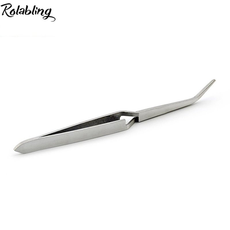 Rolabling Nail Art Tweezers Manicure Rhinestones Picking Tools Clip Stainless Steel Nail Art Tools (Size-1) - Image 2