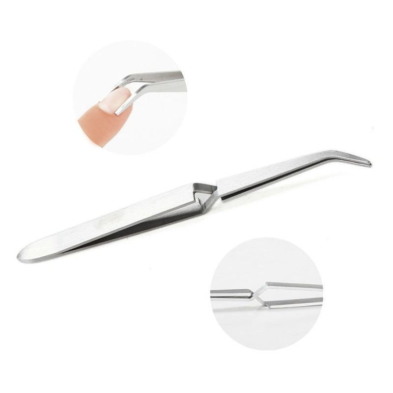 Rolabling Nail Art Tweezers Manicure Rhinestones Picking Tools Clip Stainless Steel Nail Art Tools (Size-1) - Image 1