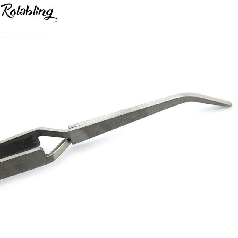 Rolabling Nail Art Tweezers Manicure Rhinestones Picking Tools Clip Stainless Steel Nail Art Tools (Size-1) - Image 5