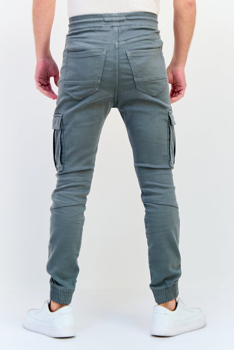 Celio Men Regular Fit Plain Cargo Pants, Grey - Image 3