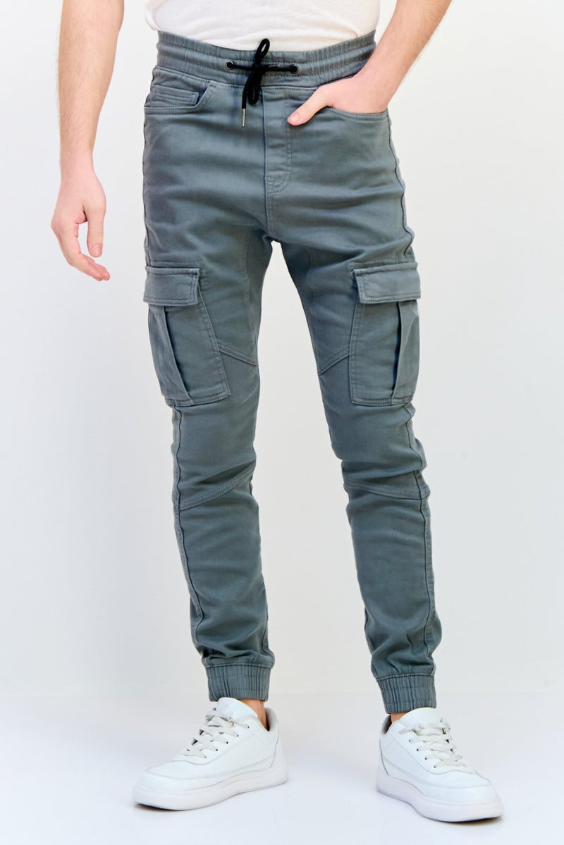 Celio Men Regular Fit Plain Cargo Pants, Grey - Image 1