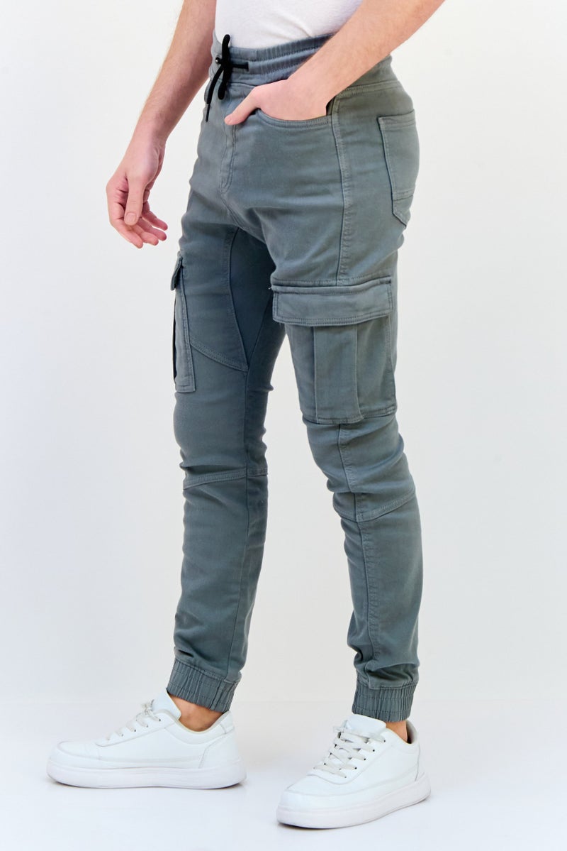 Celio Men Regular Fit Plain Cargo Pants, Grey - Image 2