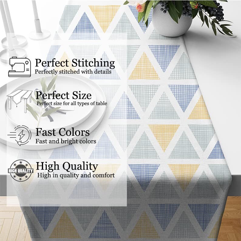 BRICK HOME Multi Triangle Printed Poly Cotton 4 Seater Table Runner and Bed Runner (13 X 60 Inches) - Image 2