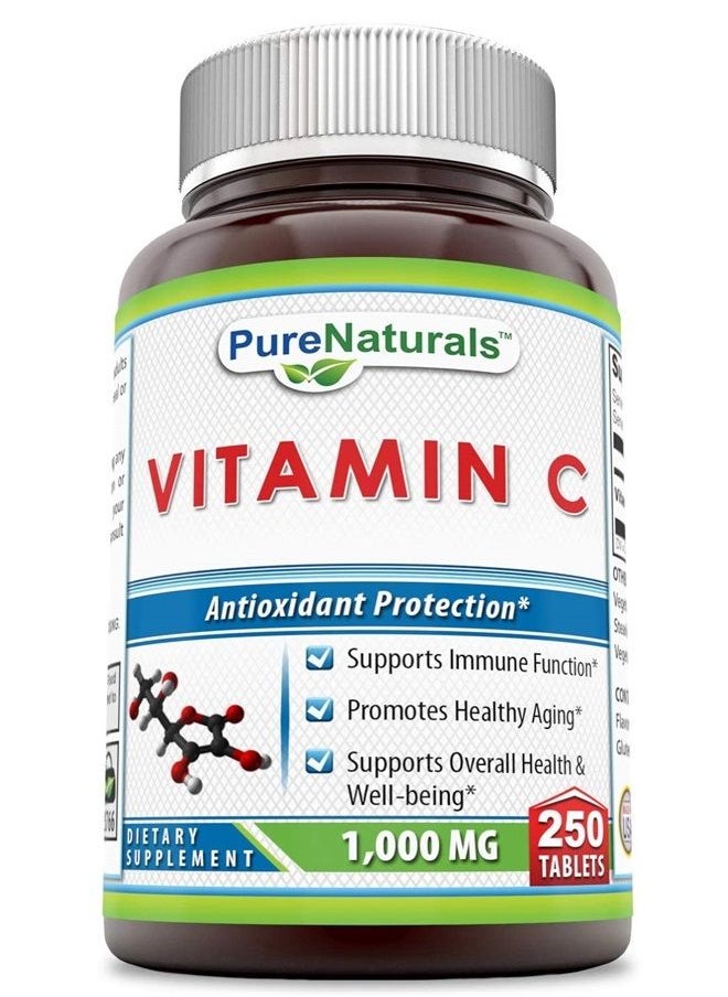 Pure Naturals Vitamin C, 1000 mg 250 Tablets -Supports Immune Function* -Supports Overall Health & Well-Being* -Promotes Healthy Aging* 