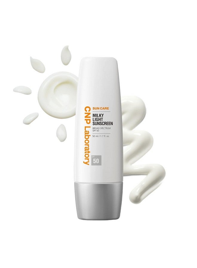 سي إن بي واقي الشمس اليومي ميلكي لايت من سي إن بي (1.7 أونصة سائلة) - حماية واسعة الطيف من الأشعة فوق البنفسجية بعامل حماية 50 مع النياسيناميد، للوجه والجسم، لا يترك بقعًا بيضاء، سريع الامتصاص، غير دهني، هدايا للنساء - Image 1