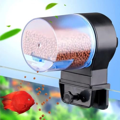 rizopets Acrylonitrile Butadiene Styrene Automatic Fish Feeder, Two Mode Fish Tank Food Dispenser For Fish & Turtle, Aquarium Auto Feeding On Vacation&Weekend (2 Time Fish Feeder)8 cm,H_12 cm,W_14 cm - Image 1