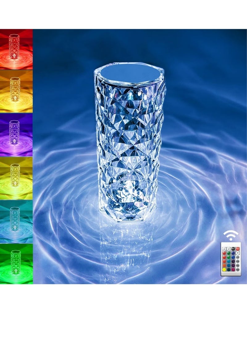 Raxoom Crystal Table Lamp Rose Lamp, 16 Colors Changing, RGB Touch Lamp with Remote Control, USB-C Rechargeable, Romantic Rose Diamond Table Lamps for Living Room Bedroom - Image 1