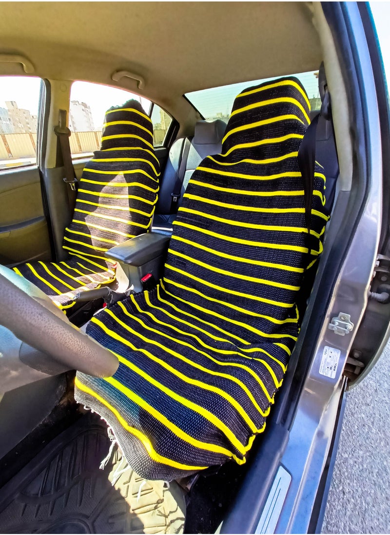 Egypt Antiques Two-piece set (black + yellow) car seat patina Width 70 cm Length 150 cm Cotton 100%  - Image 2