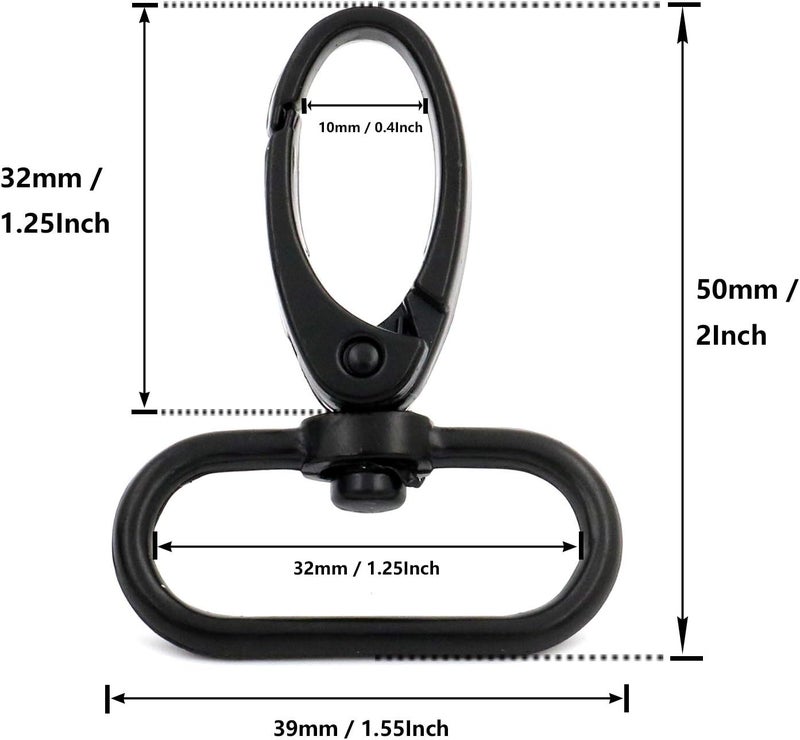 BIKICOCO 1-1/4'' Swivel Trigger Lever Push Gate Snap Hook Lobster Claw Clasp Spring Loaded Clip, Oval Ring Ended - Pack of 20 - Image 2