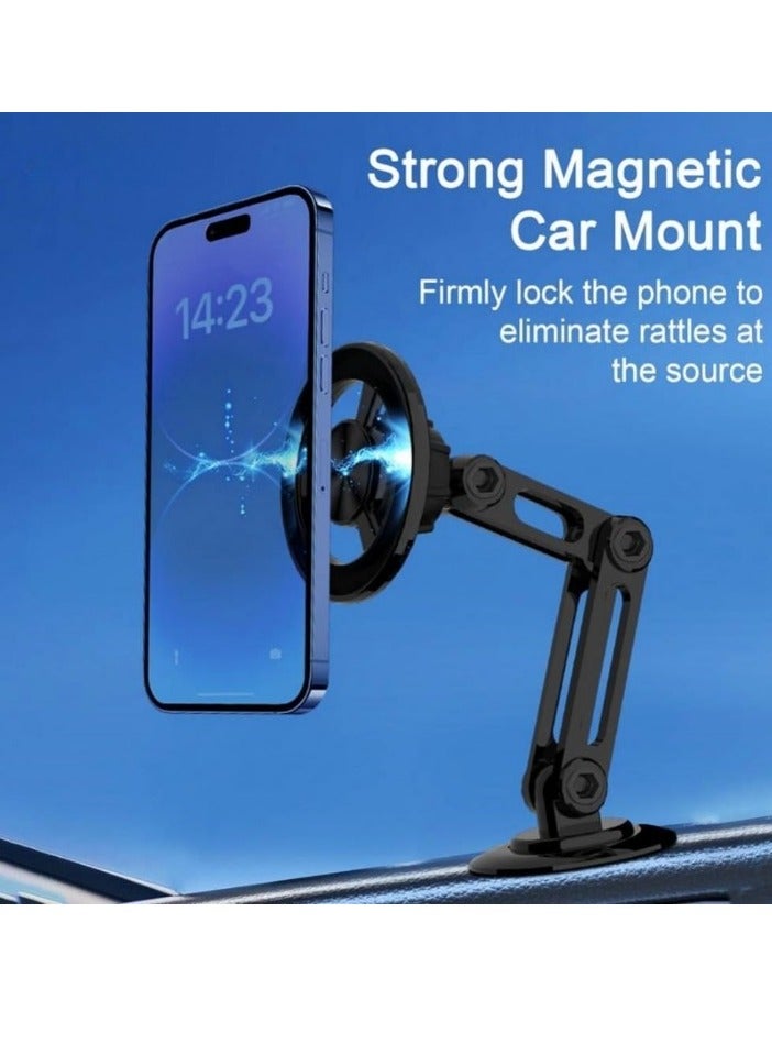 AROAQ Car Phone Holder, Magnetic Suction Foldable Phone Stand, 360 Degree Rotatable Auto Retractable Phone Clamp, Portable And Convenient Car Cell Phone Mount For All Smartphones, (Black) - Image 2