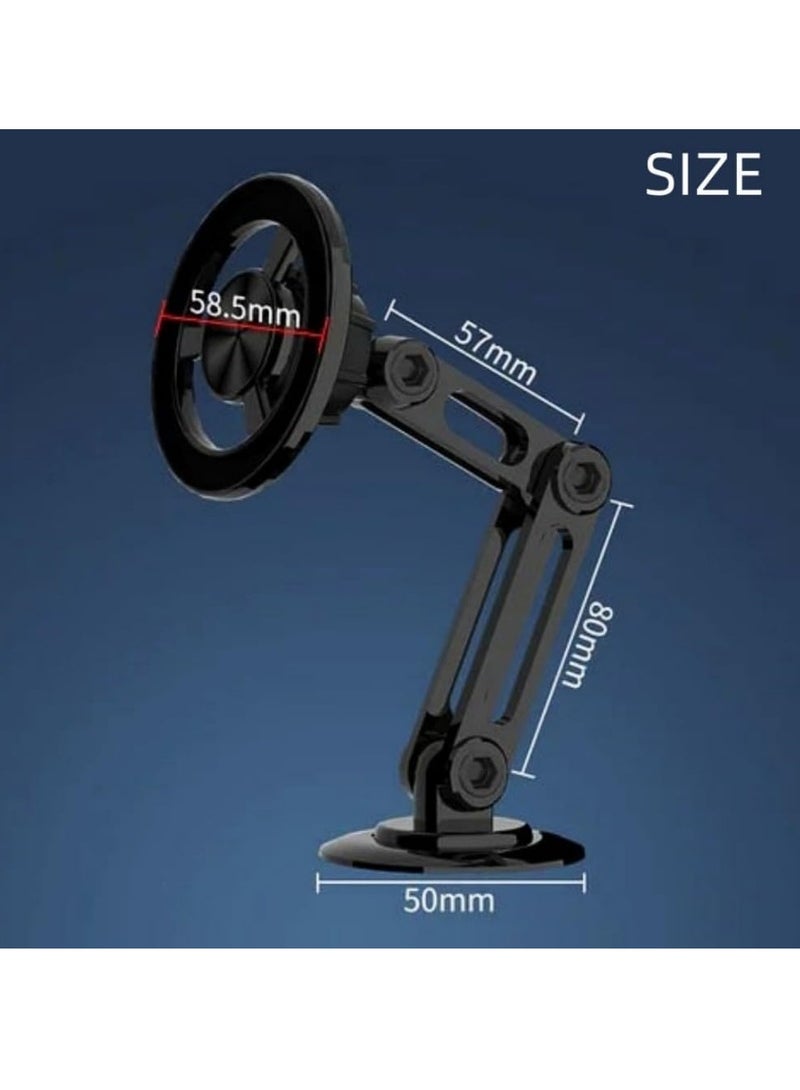 AROAQ Car Phone Holder, Magnetic Suction Foldable Phone Stand, 360 Degree Rotatable Auto Retractable Phone Clamp, Portable And Convenient Car Cell Phone Mount For All Smartphones, (Black) - Image 5