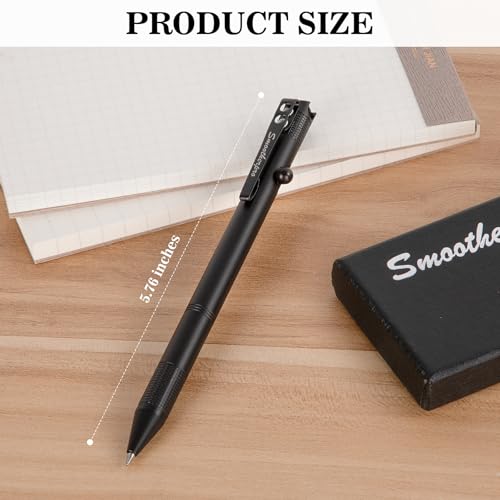 SMOOTHERPRO Bolt Action Pen, Stainless Steel Ballpoint Pen with Pocket Clip, Compatible with Pilot G2 Refill, Decompression Tactical Pen for EDC Signature Office Business, Black - Image 2