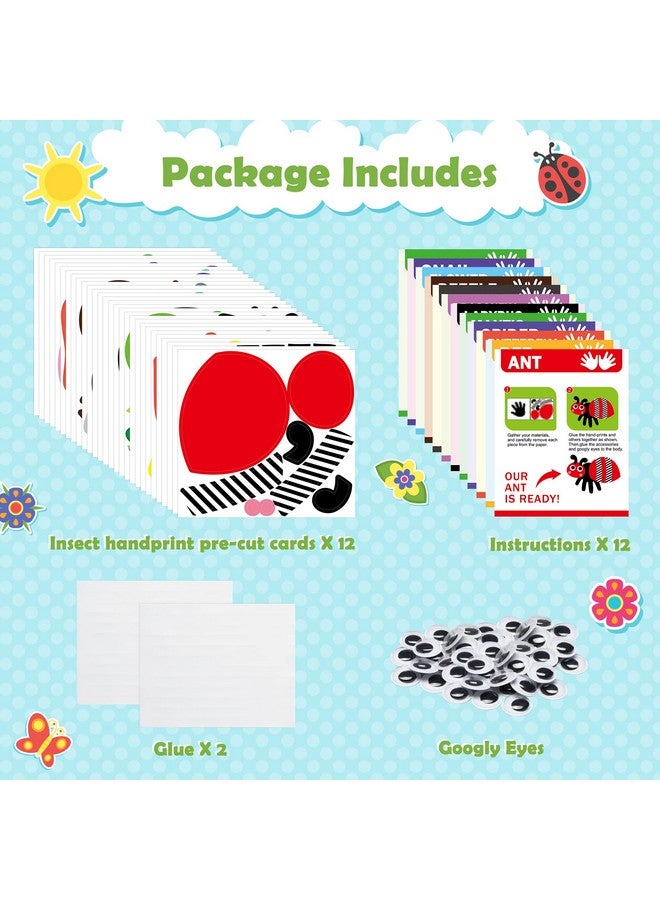 WATINC 12Pcs Spring Insect Handprint Art Craft Bug Crafts Butterfly Dragonfly Summer Springtime DIY Bug Kit Animal Themed Art Supplies Preschool Class Hand Print Activity Party Ornaments for Kids - Image 3