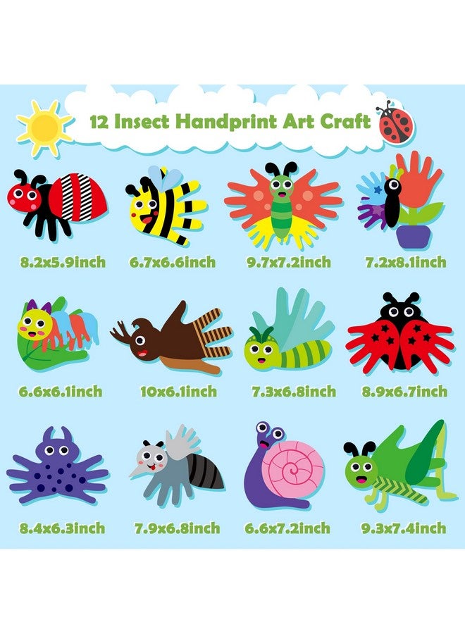 WATINC 12Pcs Spring Insect Handprint Art Craft Bug Crafts Butterfly Dragonfly Summer Springtime DIY Bug Kit Animal Themed Art Supplies Preschool Class Hand Print Activity Party Ornaments for Kids - Image 2