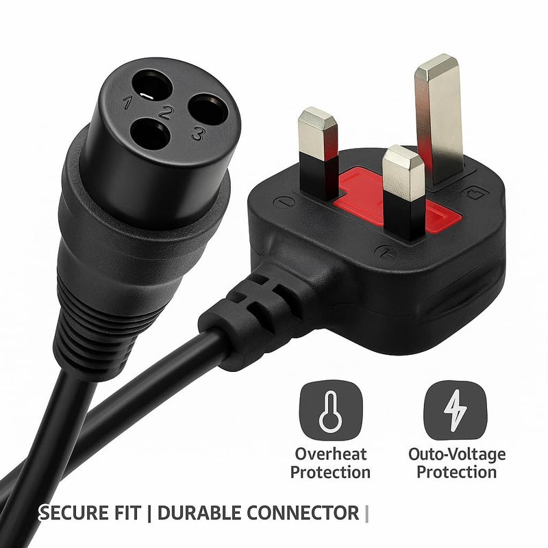 FUKUKAWA® 60V 2A E-Bike & Scooter Battery Charger | DC 67.2 V Output 2A 150 W Max | Fast Charge Smart Lithium Charger with Overheat & Over-Voltage Protection | UK 3-Pin Plug 220 V 50 Hz - Image 4