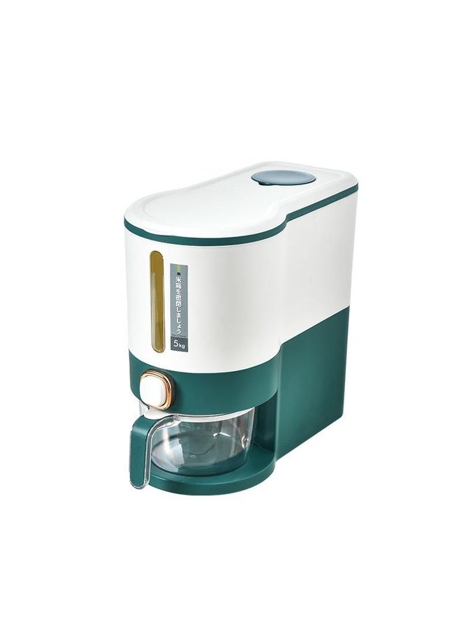 HuHa One Button Press Insect Proof Sealed Moisture Proof Fresh Rice Storage Bin, Size: 5 KG(Green) - Image 1