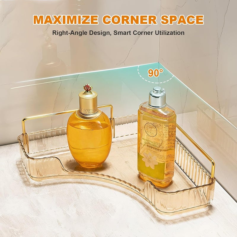 SHANNA Square Make Up Cosmetic Organiser: Adjustable Makeup Shelf for Dresser, Multifunctional Bathroom Organiser, Storage Box, for Perfumes, Skin Care Products (2 Tiers, Amber-B) - Image 4